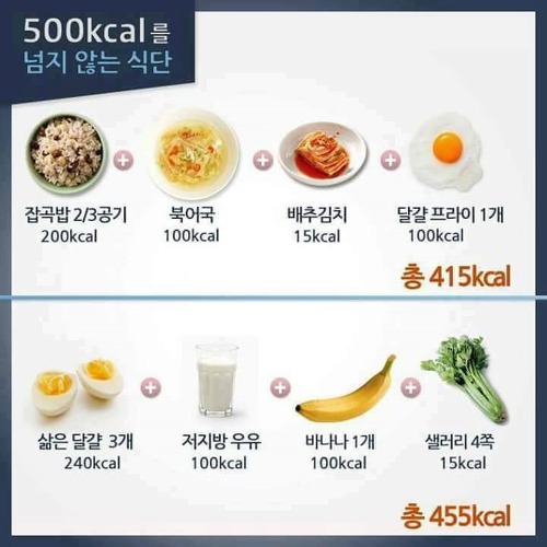 앤뷰티 다이어트 - 다이어트 식단 (500Kcal) 넘지 않는 식단들..